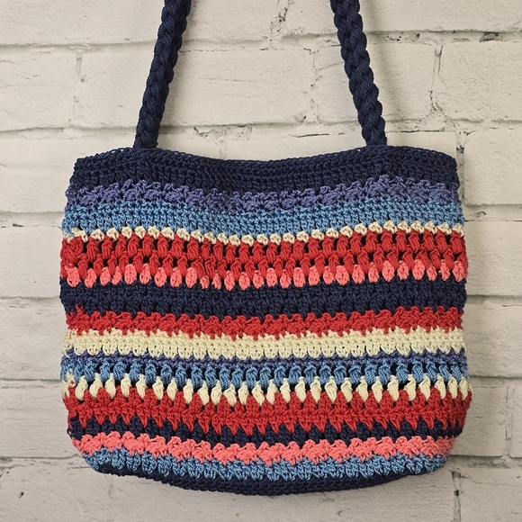Blue and Red Striped Shoulder Bag - Picture 6 of 7